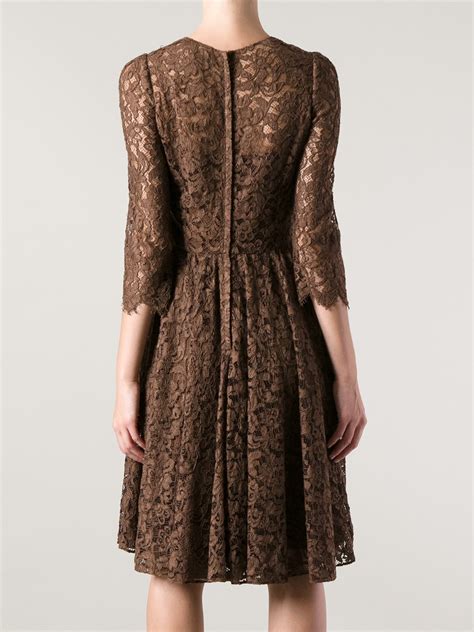 dolce gabbana brown lace dress